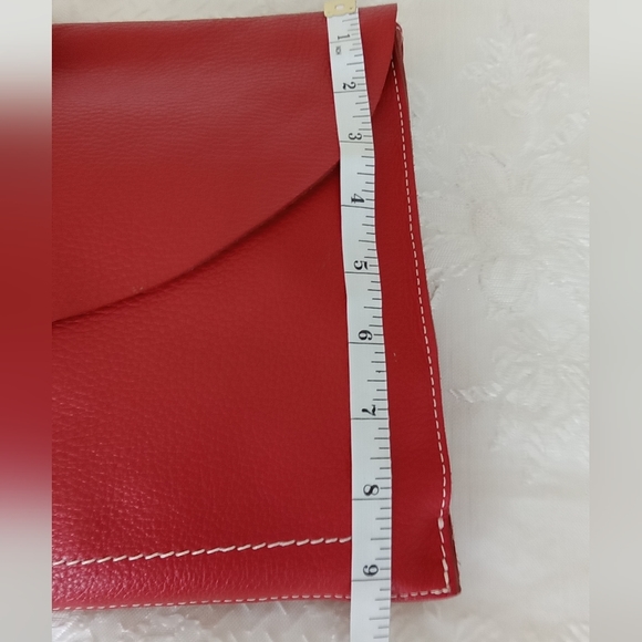 NWOT Zara Basics Red Leather Clutch - Picture 6 of 16